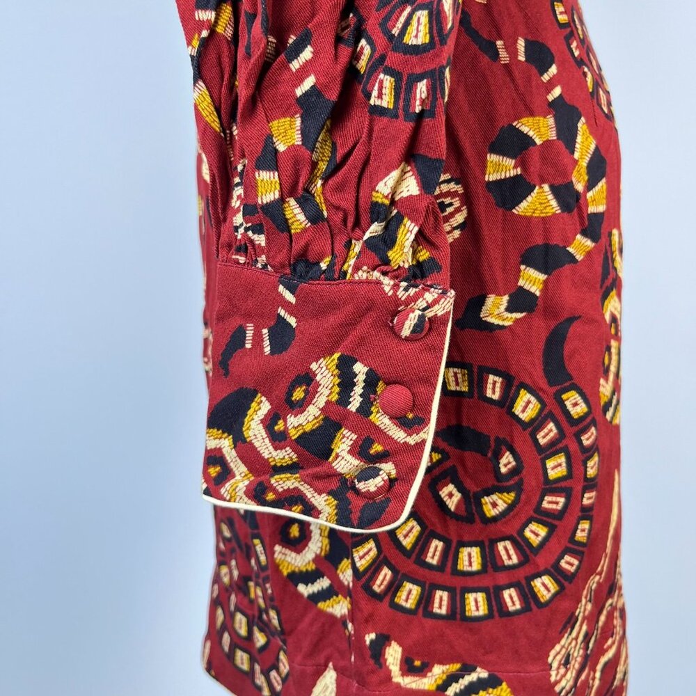 NWT FARM Rio Anthropologie Long Sleeves V-neck Snake Print Mini Dress Size XS - Picture 7 of 16